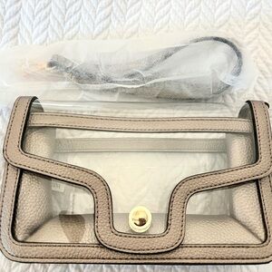 Clear stadium handbag in a soft bronze color in never used condition